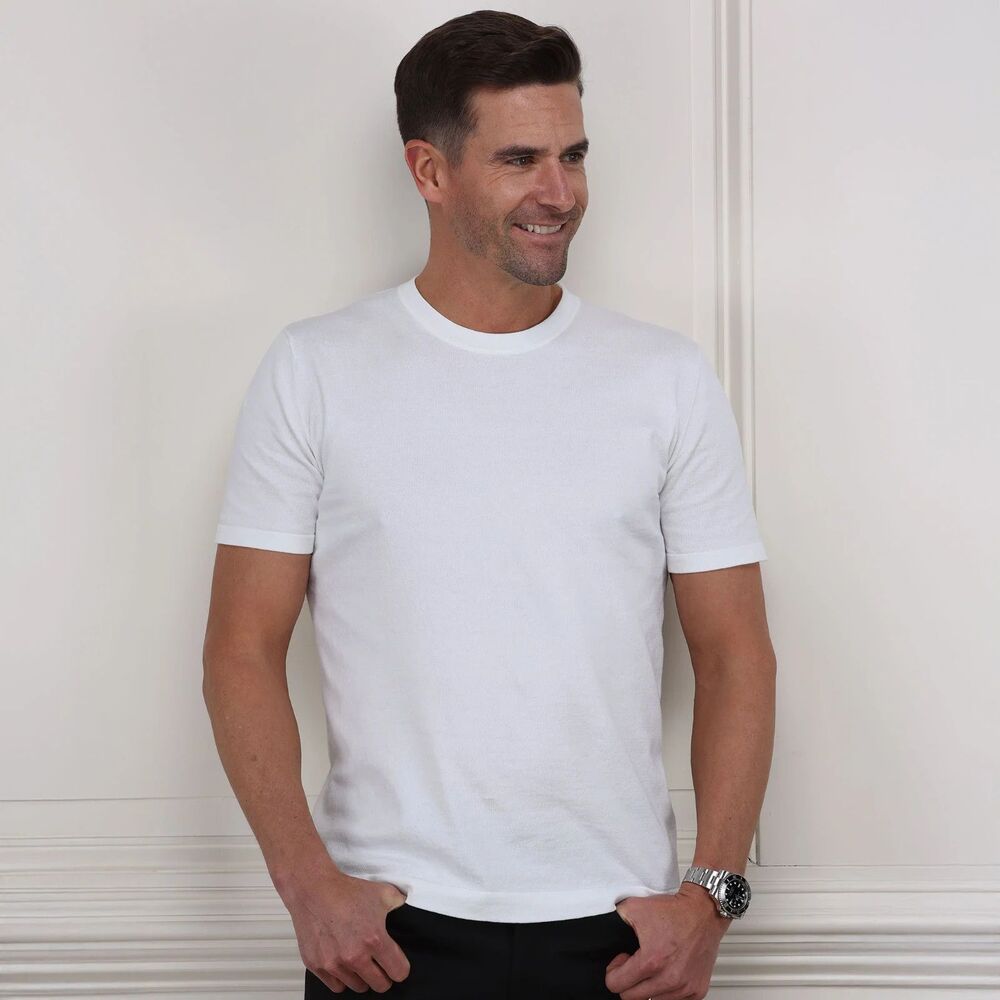 Collars & Co T-Shirt Men 2XL White Cotton Silk Luxury Lucca Tee Minimalist NWT